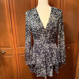 Romper by Saints & Secrets Green with White Floral Print